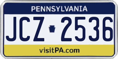 PA license plate JCZ2536