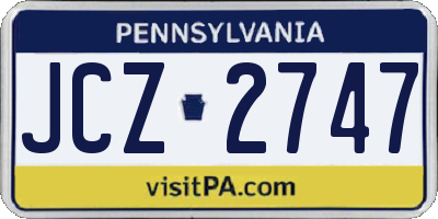 PA license plate JCZ2747