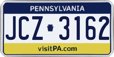 PA license plate JCZ3162