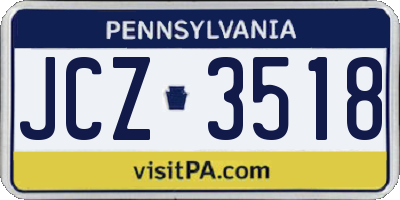 PA license plate JCZ3518