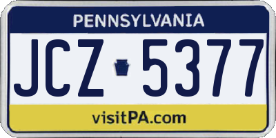 PA license plate JCZ5377
