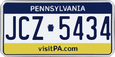 PA license plate JCZ5434