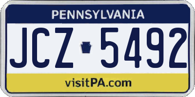 PA license plate JCZ5492