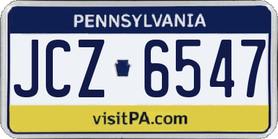 PA license plate JCZ6547