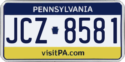 PA license plate JCZ8581