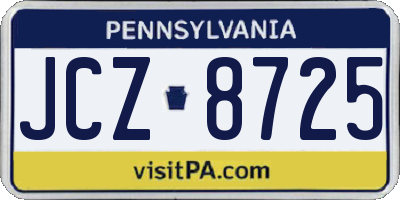 PA license plate JCZ8725