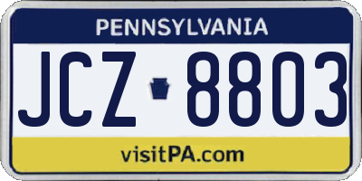 PA license plate JCZ8803