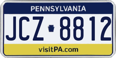 PA license plate JCZ8812