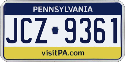 PA license plate JCZ9361