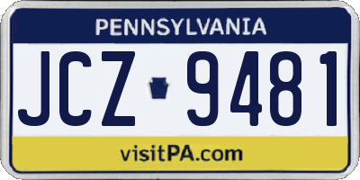 PA license plate JCZ9481