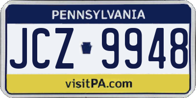 PA license plate JCZ9948