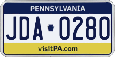 PA license plate JDA0280