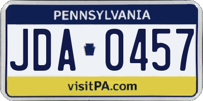 PA license plate JDA0457