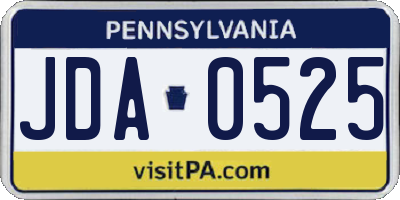 PA license plate JDA0525