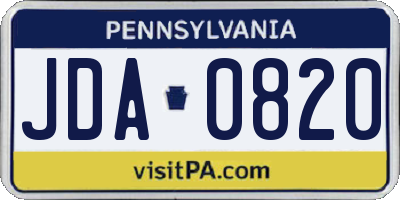 PA license plate JDA0820