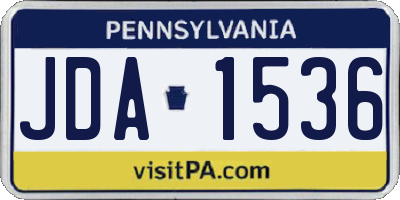 PA license plate JDA1536