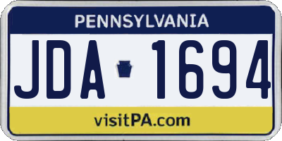 PA license plate JDA1694