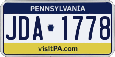 PA license plate JDA1778