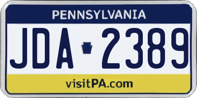 PA license plate JDA2389