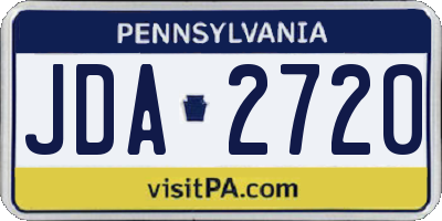 PA license plate JDA2720