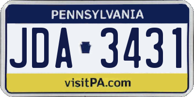 PA license plate JDA3431