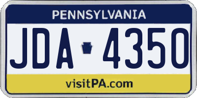 PA license plate JDA4350