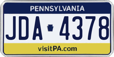 PA license plate JDA4378