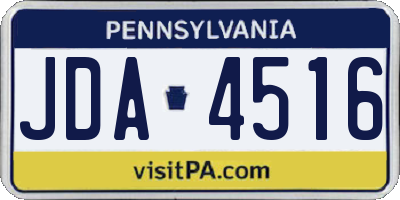 PA license plate JDA4516