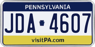 PA license plate JDA4607