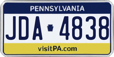 PA license plate JDA4838