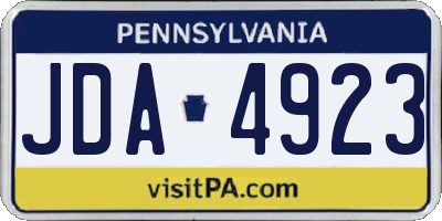 PA license plate JDA4923