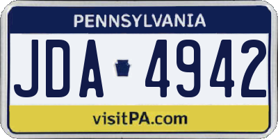 PA license plate JDA4942