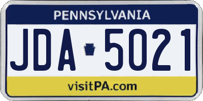 PA license plate JDA5021