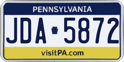 PA license plate JDA5872