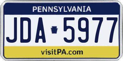 PA license plate JDA5977