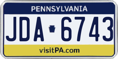 PA license plate JDA6743