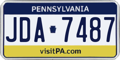 PA license plate JDA7487