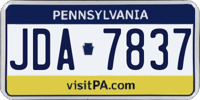 PA license plate JDA7837