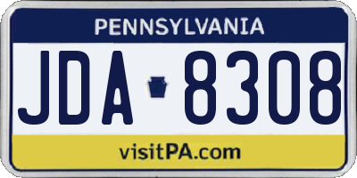 PA license plate JDA8308