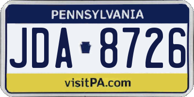 PA license plate JDA8726