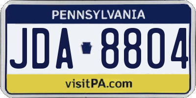 PA license plate JDA8804