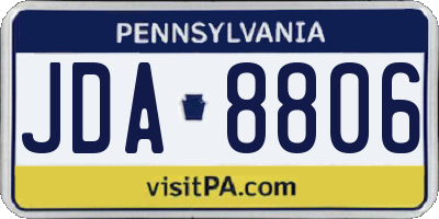 PA license plate JDA8806