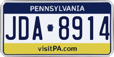 PA license plate JDA8914
