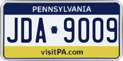 PA license plate JDA9009
