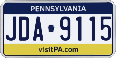 PA license plate JDA9115