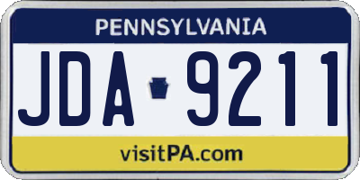 PA license plate JDA9211