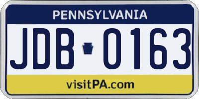 PA license plate JDB0163