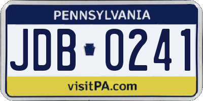 PA license plate JDB0241