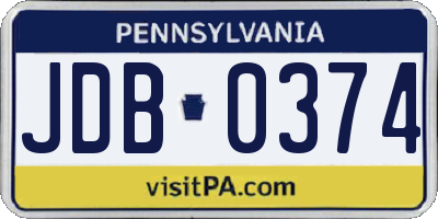 PA license plate JDB0374
