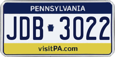 PA license plate JDB3022